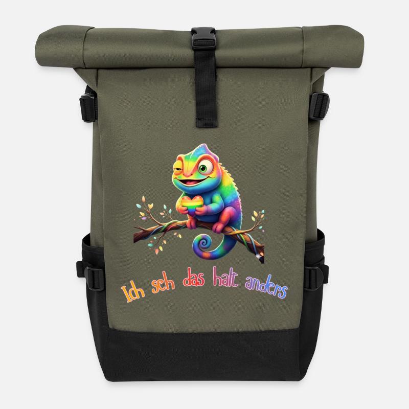 Je vois les choses différemment ! - Sac à dos roll top - olive/noir