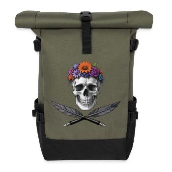 PIRATE-POET – dunkle Hölle - Rolltop Rucksack - Olive/Schwarz - Vorne