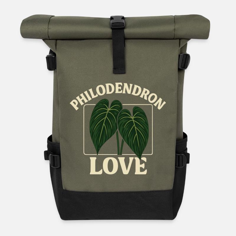Amour des philodendrons - Sac à dos roll top - olive/noir