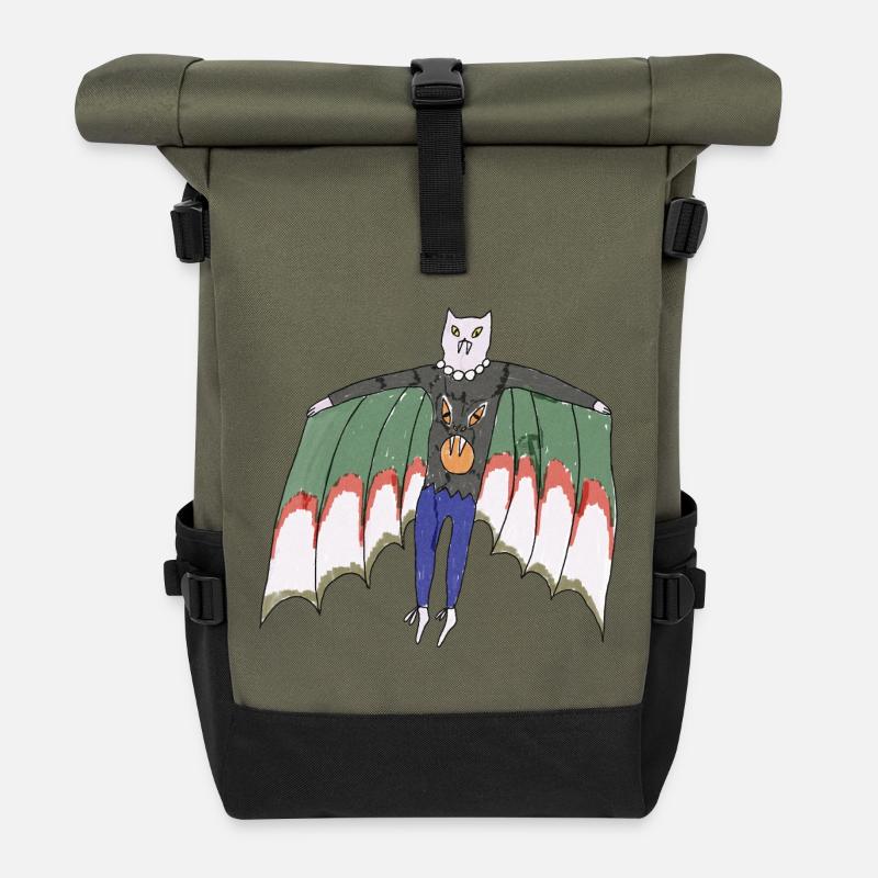 Vampire Cat - Rolltop Rucksack - Olive/Schwarz
