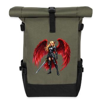 Karmesinroter geflügelter Krieger - Rolltop Rucksack - Olive/Schwarz - Vorne