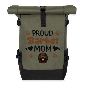 Stolze French Water Dog Mutter, Barbet - Rolltop Rucksack - Olive/Schwarz - Vorne