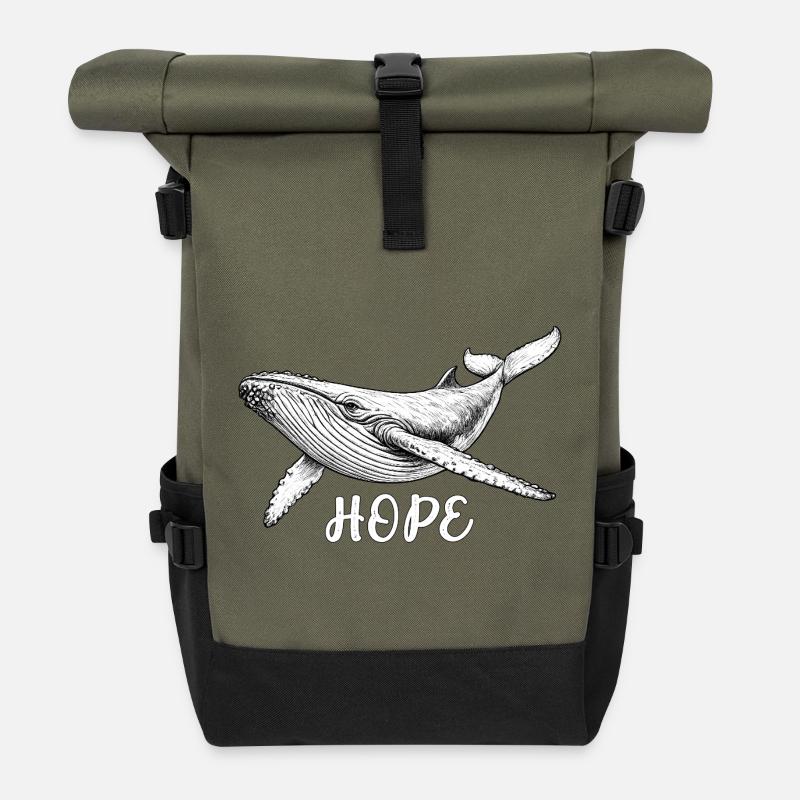 Hoffnung Wal-Rettung Hope - Rolltop Rucksack - Olive/Schwarz