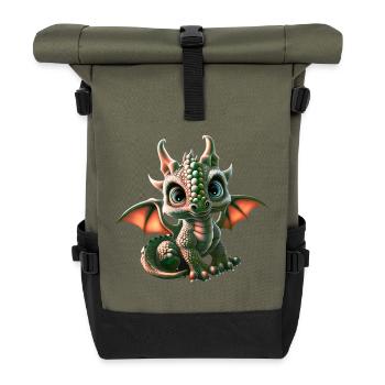 Petit Dragon Ami : Bébé Dragon mignon - Sac à dos roll top - olive/noir - Devant