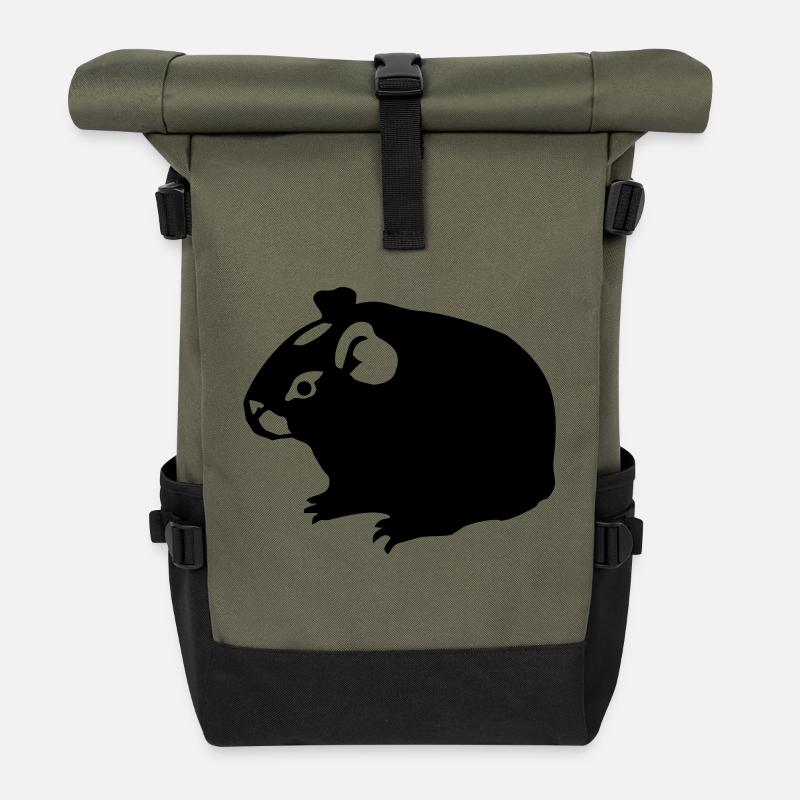 guinea pig (02) twocoloured - Roll Top Backpack - olive/black