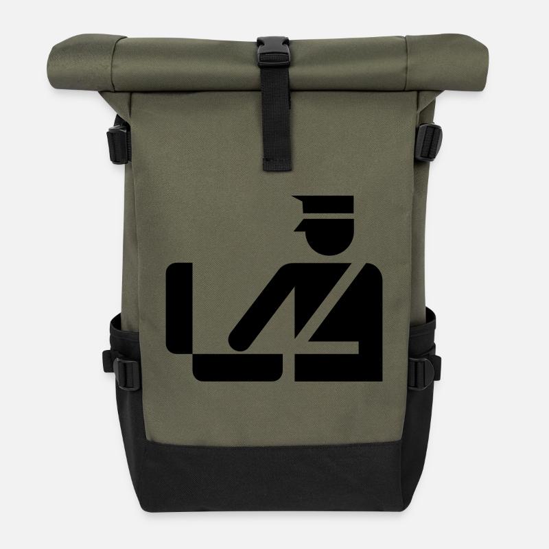 police - Sac à dos roll top - olive/noir
