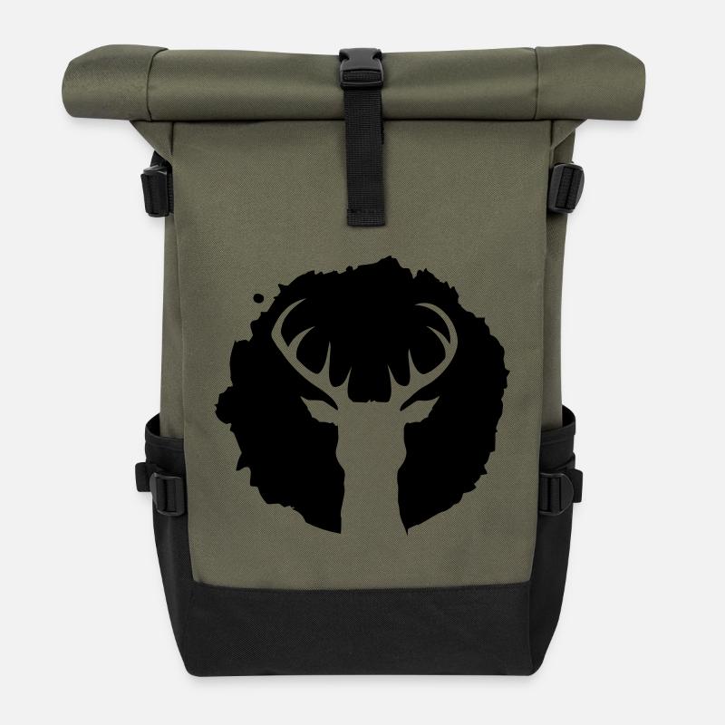 Hirsch Patch - Rolltop Rucksack - Olive/Schwarz