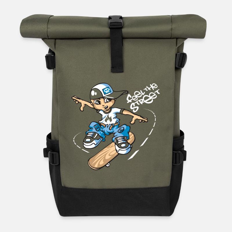 Skater boy - Roll Top Backpack - olive/black