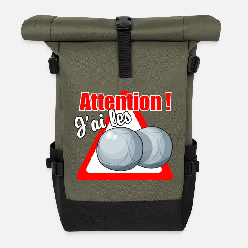 Balls! - Rolltop Rucksack - Olive/Schwarz