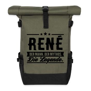 Mann Mythos Legende René - Rolltop Rucksack - Olive/Schwarz - Vorne