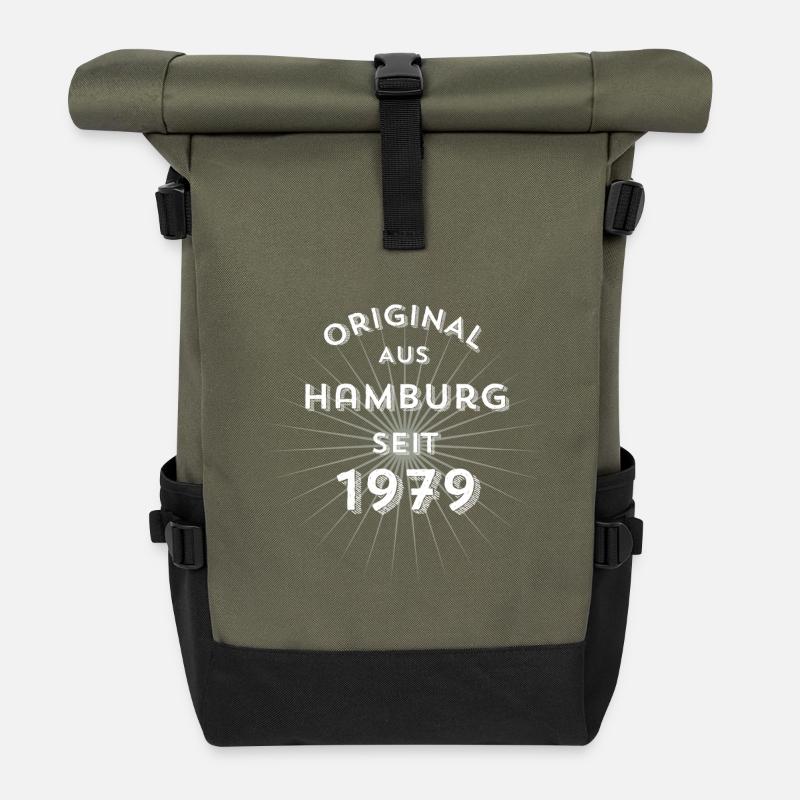 Original aus Hamburg seit 1979 - Rolltop Rucksack - Olive/Schwarz