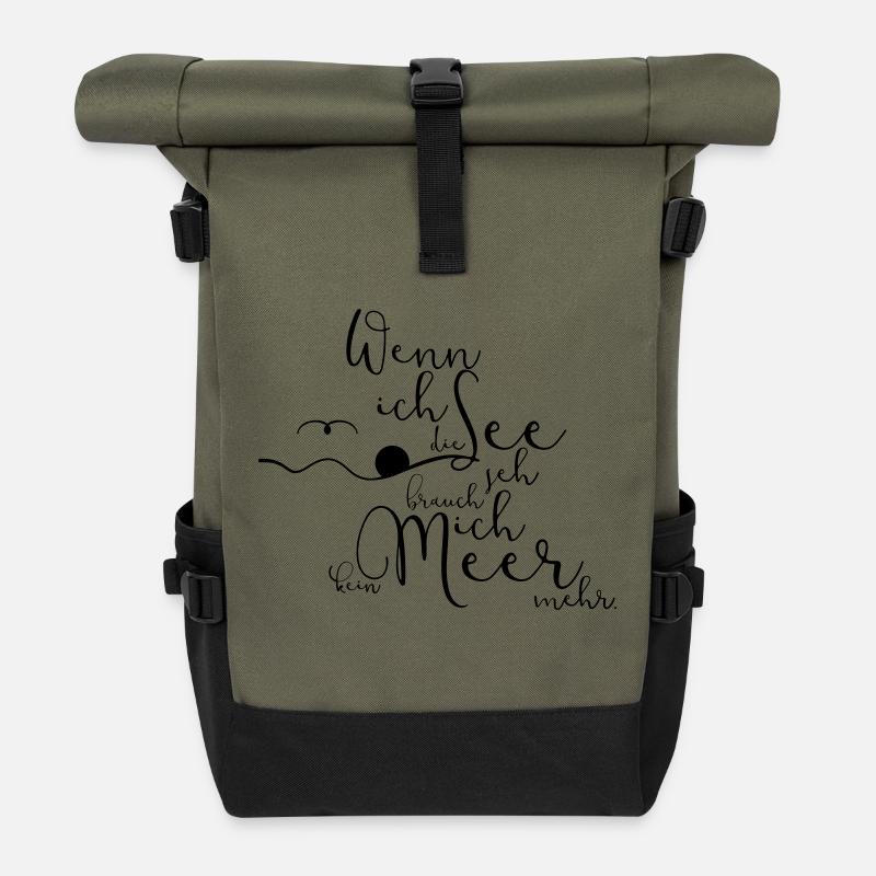 Wenn ich - Rolltop Rucksack - Olive/Schwarz