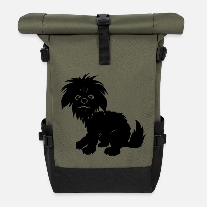 schwarzer Hund - Rolltop Rucksack - Olive/Schwarz