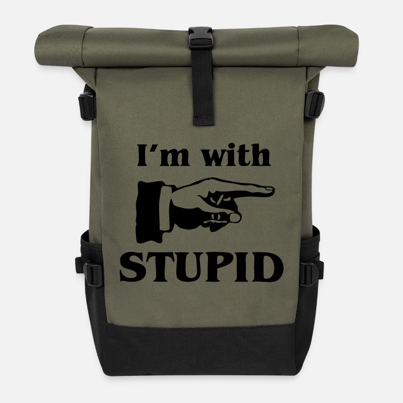 im with stupid - Sac à dos roll top - olive/noir
