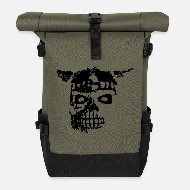 Viking Skull 1 - Roll Top Backpack - olive/black