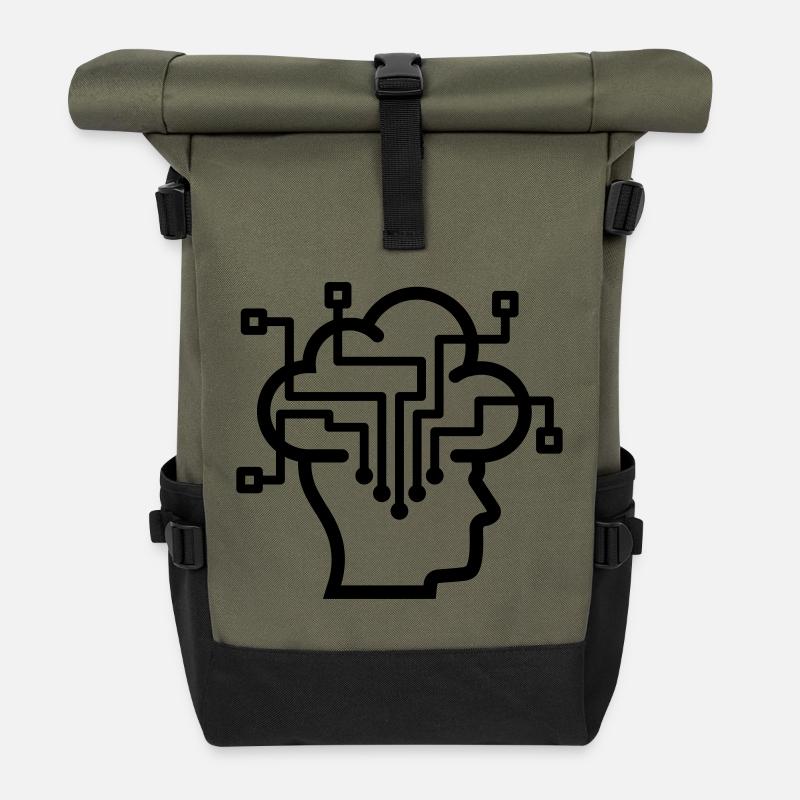 Datenschutz Cloud Vernetzt Denken - Rolltop Rucksack - Olive/Schwarz