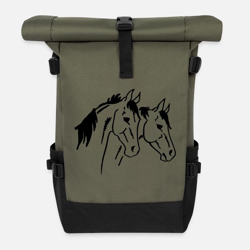 Two Horses - Roll Top Backpack - olive/black