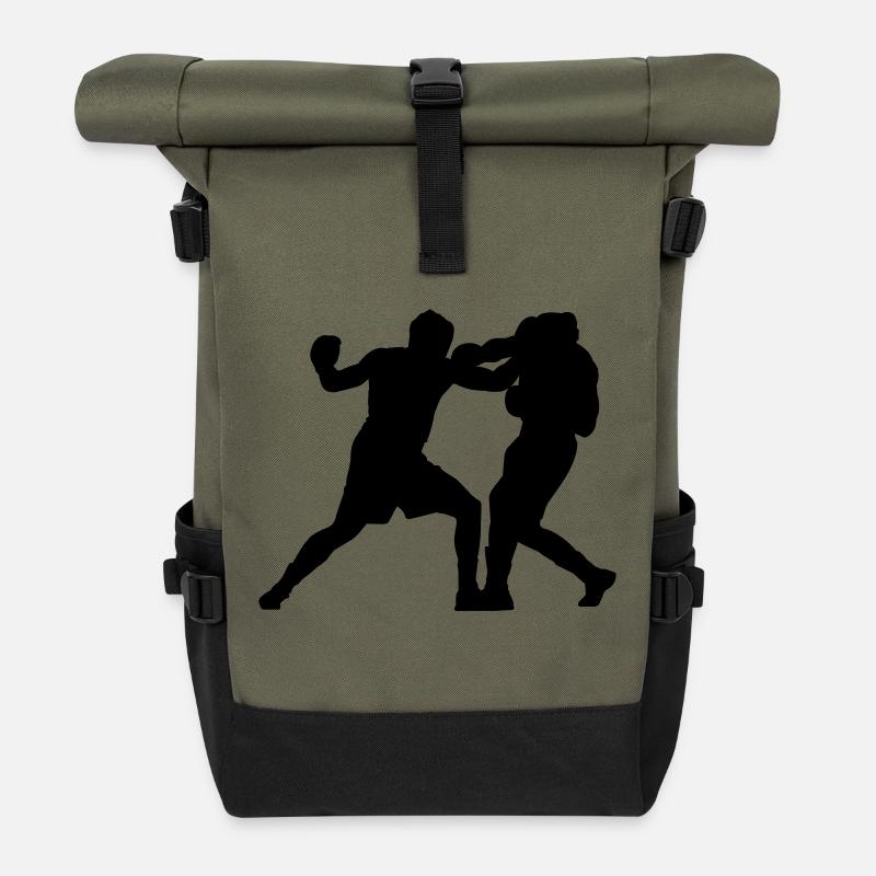 boxeurs - Sac à dos roll top - olive/noir