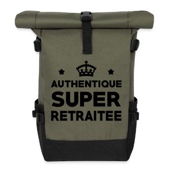 Retraite / Retraité / Retraitée / Vintage Travail - Sac à dos roll top - olive/noir - Devant