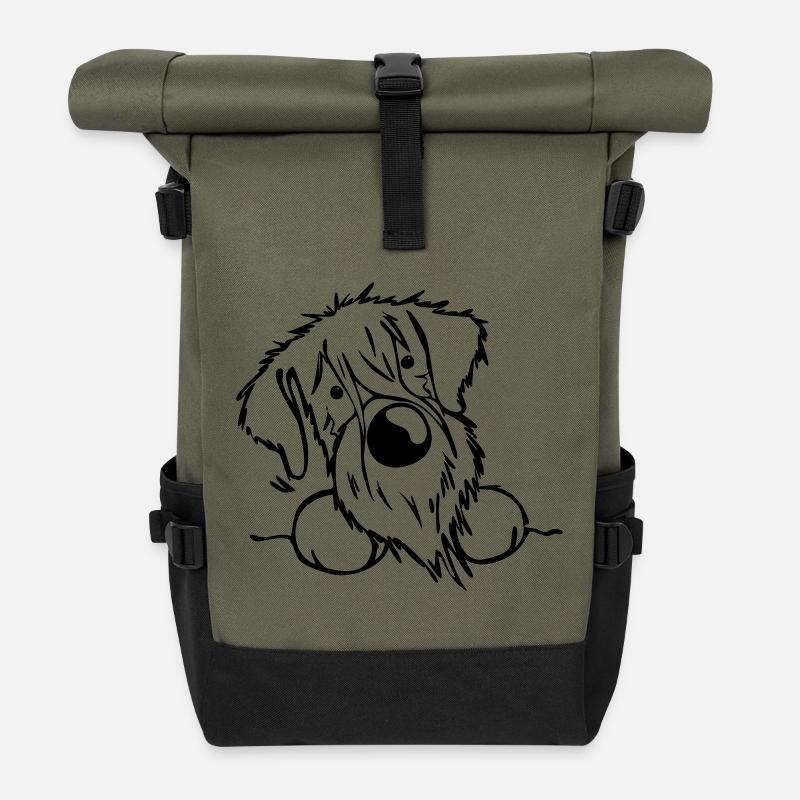 Neugieriger Schnauzer - Rolltop Rucksack - Olive/Schwarz