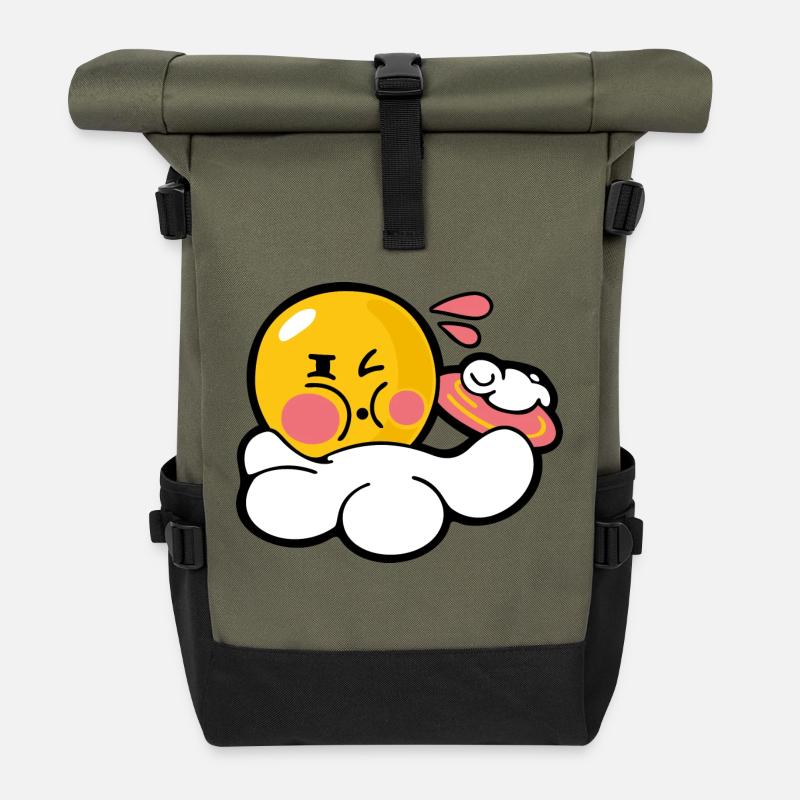 Smiley Discus - Sac à dos roll top - olive/noir