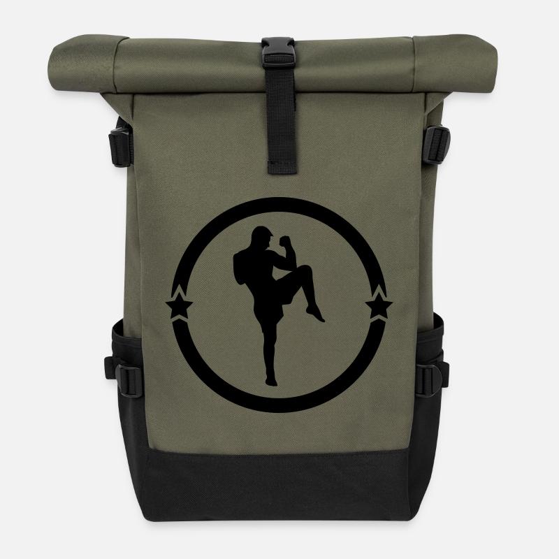 Kickboxen / Kickboxing / Kickboxer / Kick Boxing - Rolltop Rucksack - Olive/Schwarz