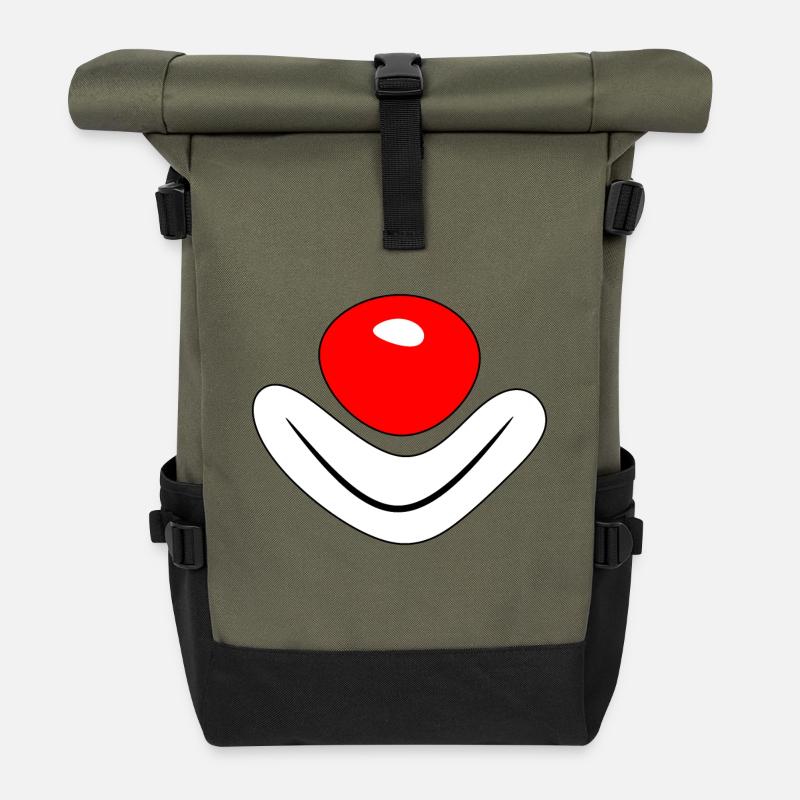Clown - immer gute Laune halten - Rolltop Rucksack - Olive/Schwarz