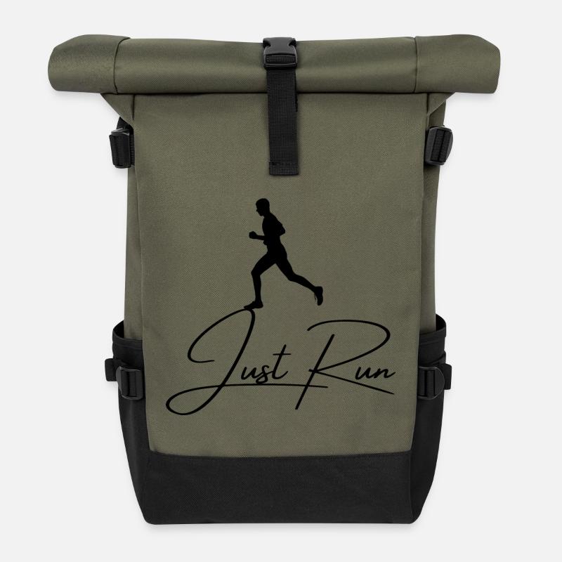 Lauf einfach - Rolltop Rucksack - Olive/Schwarz