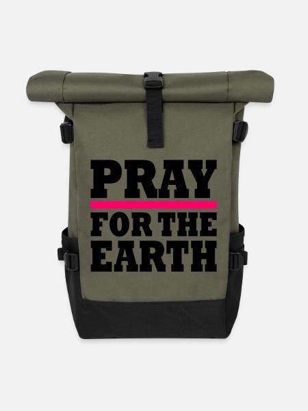 Pray for the earth - Rolltop Rucksack - Olive/Schwarz