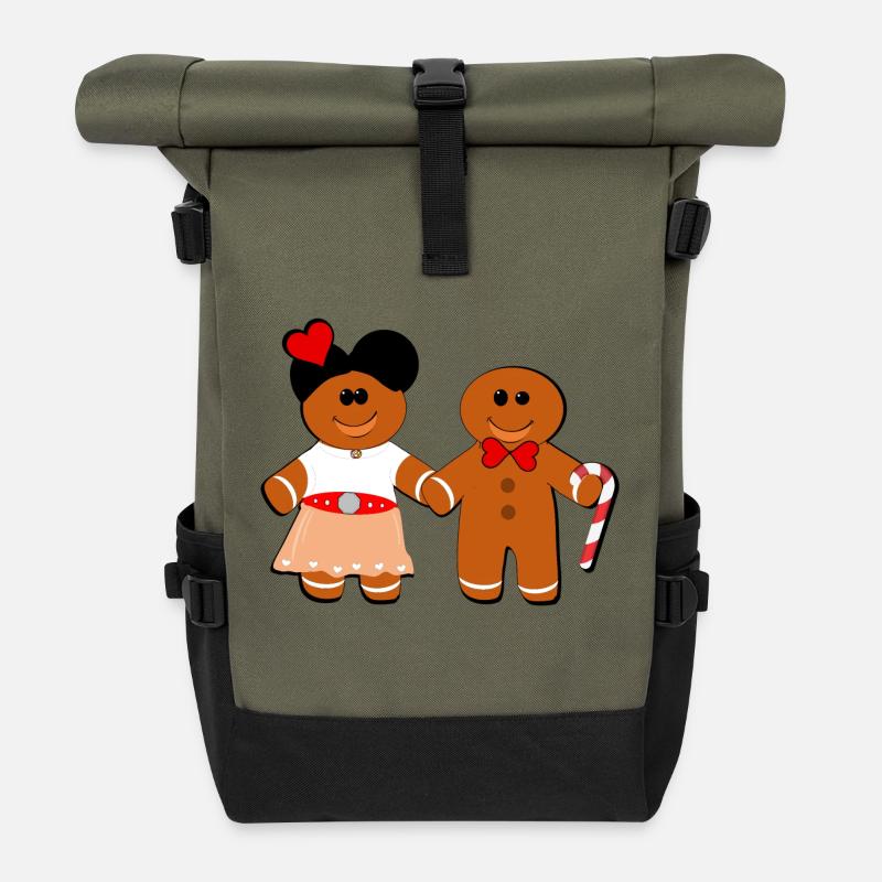 Elsace Couple von Mannele Mannala - Rolltop Rucksack - Olive/Schwarz