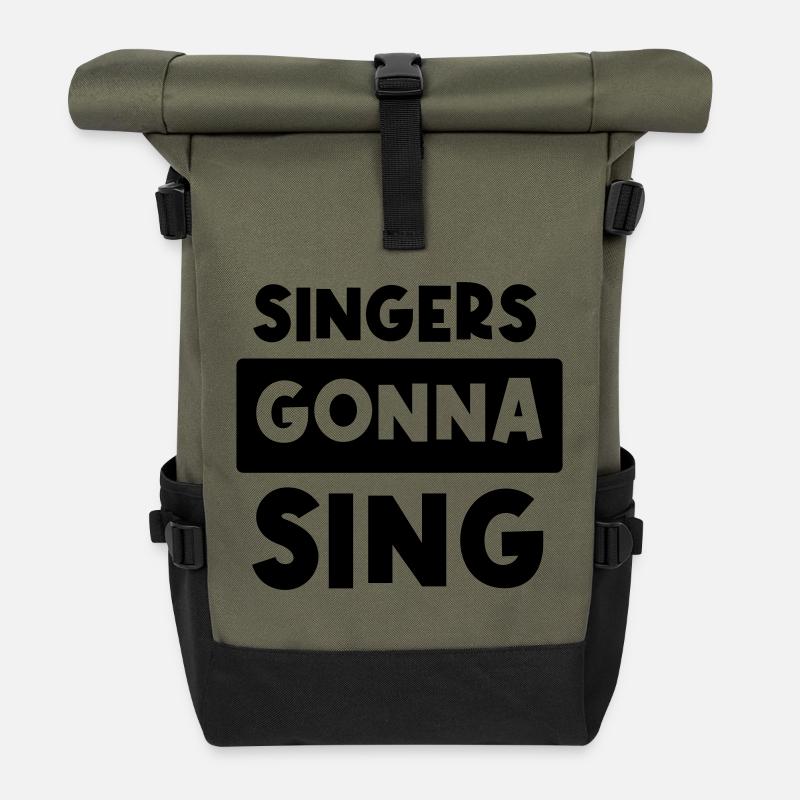 Singers going to sing - Roll Top Backpack - olive/black