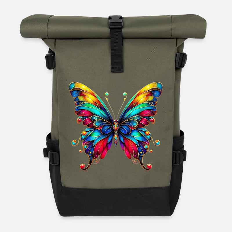 Schmetterling - Rolltop Rucksack - Olive/Schwarz