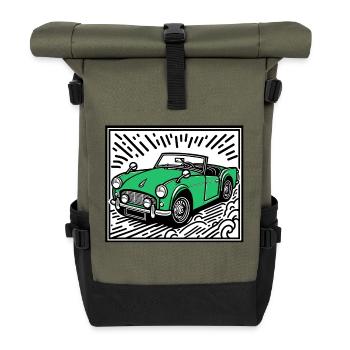 Voiture classique verte - Sac à dos roll top - olive/noir - Devant
