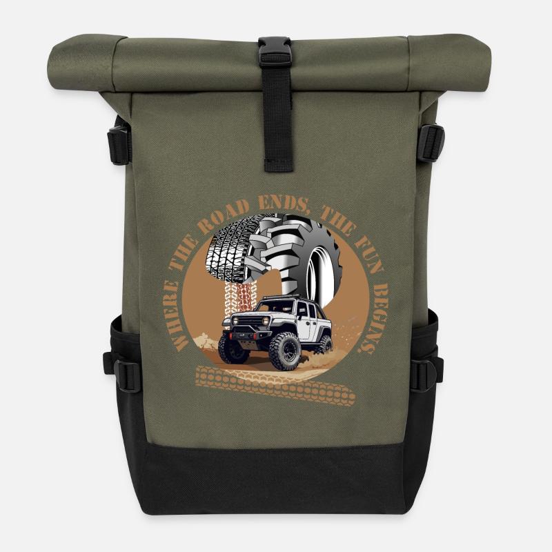 Offroad Fahrer - Rolltop Rucksack - Olive/Schwarz