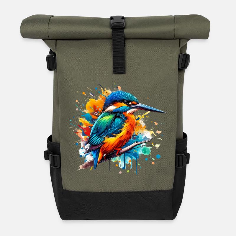 Eisvogel - Rolltop Rucksack - Olive/Schwarz