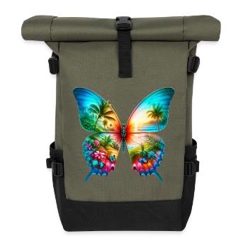 Butterfly - Roll Top Backpack - olive/black - Front