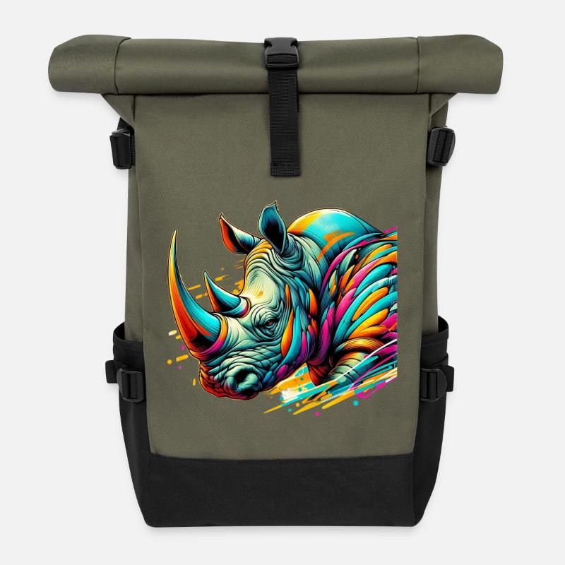 Rhinocéros - Sac à dos roll top - olive/noir