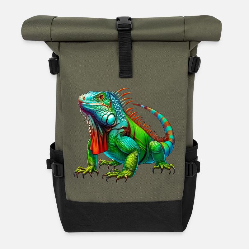 Iguane - Sac à dos roll top - olive/noir
