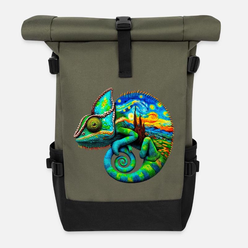 Van Gogh Chamäleon - Rolltop Rucksack - Olive/Schwarz