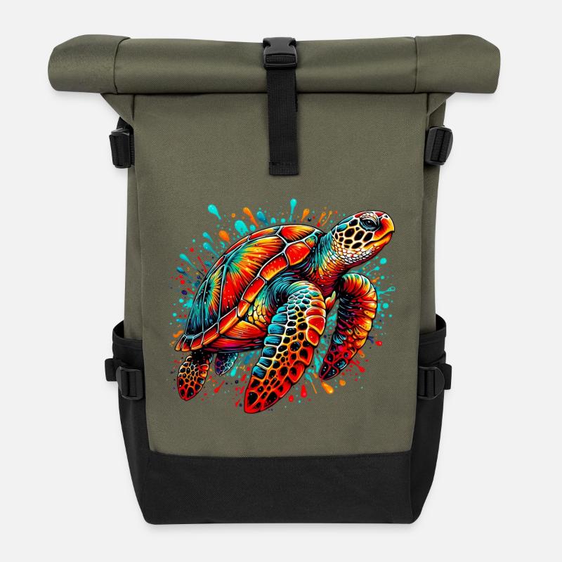 Turtle - Roll Top Backpack - olive/black