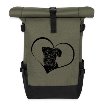 Schnauzer moyen en cœur - Sac à dos roll top - olive/noir - Devant