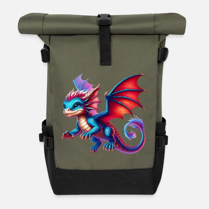 Drache - Rolltop Rucksack - Olive/Schwarz