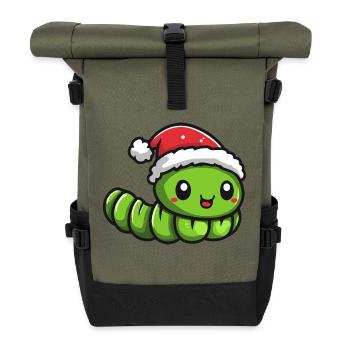 Wurm Weihnachten - Rolltop Rucksack - Olive/Schwarz - Vorne