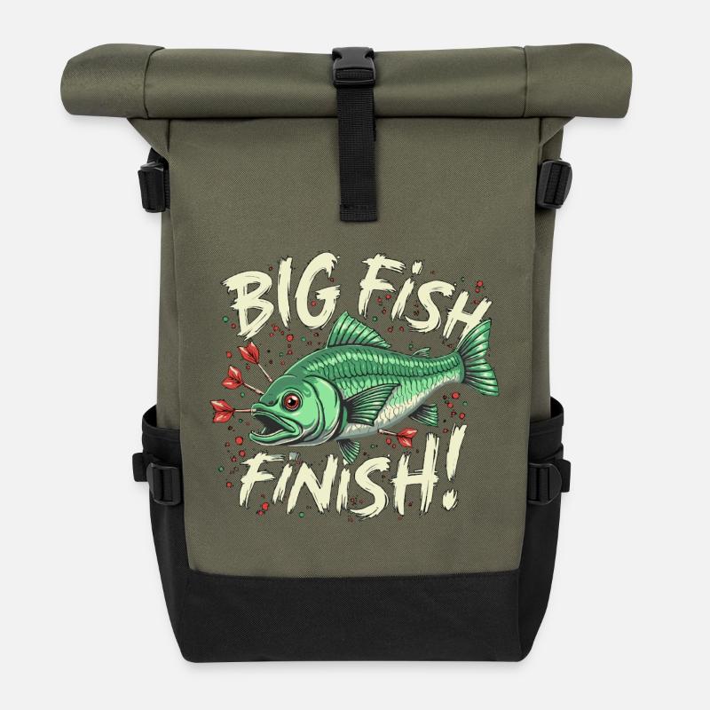 Darts big fFish finish Dart High Finish 170 - Rolltop Rucksack - Olive/Schwarz