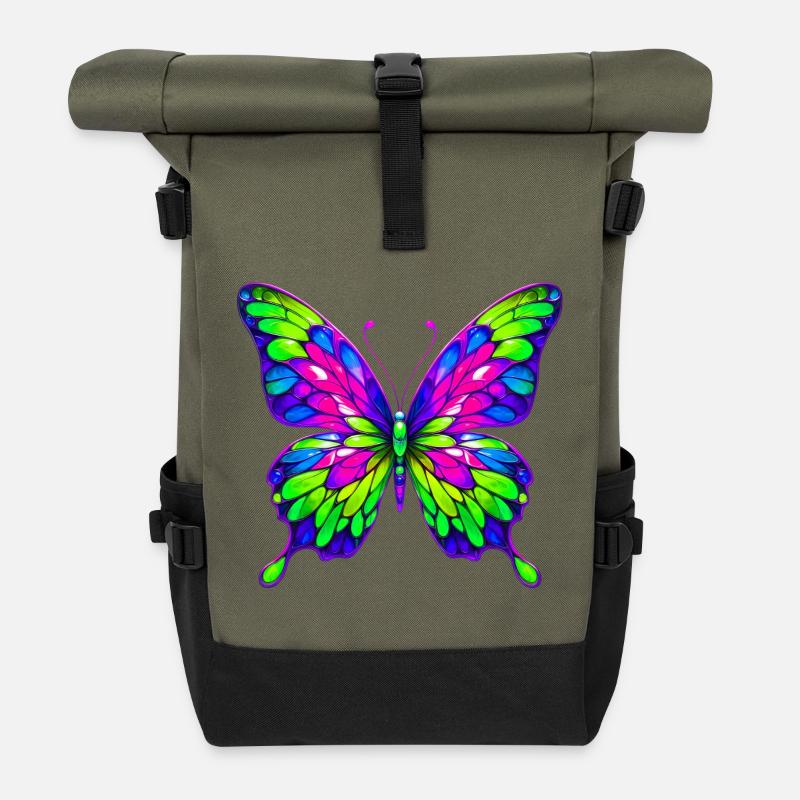 Schmetterling - Rolltop Rucksack - Olive/Schwarz