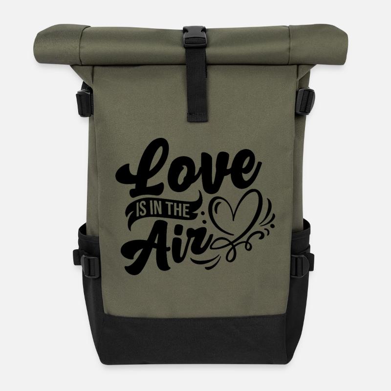 Love is in the air - Roll Top Backpack - olive/black