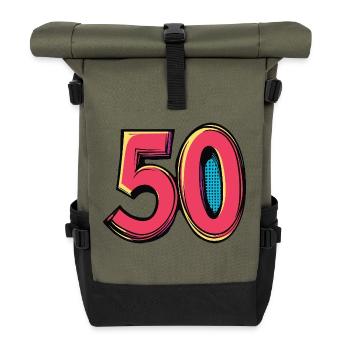 50 Numéro Coloré - Sac à dos roll top - olive/noir - Devant