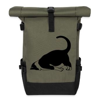 Schlafende Katze - Rolltop Rucksack - Olive/Schwarz - Vorne