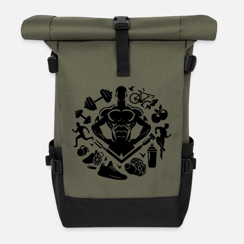 Bodybuilder - Rolltop Rucksack - Olive/Schwarz