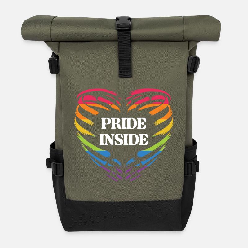 LGBT Pride Monat - Pride Inside - Rolltop Rucksack - Olive/Schwarz